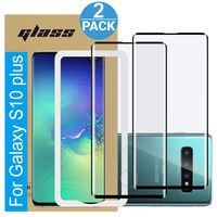 Amuoc Compatible with Samsung Galaxy S10 Plus Screen Protector， Fully Adhesive 3D Curved Tempered Glass Film for Samsung Galaxy S10 Plus, 2-Pack HD Clear
