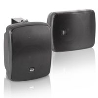 Pyle Bluetooth Dual 5.25'' Wall-Mount Marine Speakers Active Powered System Indoor/Outdoor Water & Weather Resistant 2-Way Full Range Stereo Sound Gold Plated Post 800 Watt Black (PDWR55BTRFB)