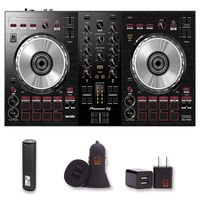 Pioneer DJ (DDJ-SB3) DJ Controller Bundle with PowerBank + USB Car Charger + USB Wall Charger (4 Items)