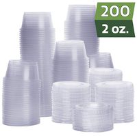 [200 Sets - 2 oz.] Plastic Portion Cups With Lids, Souffle Cups, Jello Shot Cups, Condiment Sauce Containers