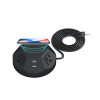 Kungfuking Power Strip Tower Wireless Charger and USB Outlet Plug, Surge Protector Power Strip 4-Outlet and 4 USB Charging Ports Power Station with 6.56 FT Extension Cord for Conference Office Home