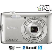 Nikon Coolpix A300 20.1MP 8x Optical Zoom NIKKOR WiFi Silver Digital Camera 26519B - (Renewed)