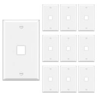 [10 Pack] BESTTEN 1-Port Keystone Wall Plate, for Keystone Jack and Modular Inserts, Unbreakable Polycarbonate, UL Listed, White