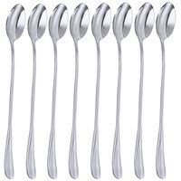 Long Handle Spoon, MCIRCO Stainless Steel Spoon Set Mixing Spoon Ice Cream Spoon Long Spoon Iced Tea Spoon Coffee Spoon Dessert Spoon Milkshake Spoon,Set of 8(Ice spoon)