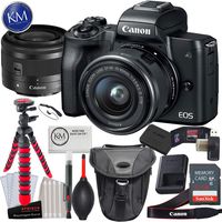 Canon EOS M50 Mirrorless Camera w/15-45mm (Black) + 32GB + Essential Photo Bundle