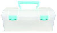 ArtBin Essentials Lift-Out Tray, Art and Craft Storage Box - Trans. W/Aqua Latches & Handle, 6937AG