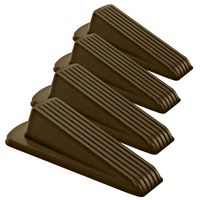 Classic Rubber Door Stopper - Sturdy and Durable Security Door Stop Wedge, Multi Surface and Non Scratching, Gaps up to 1.2 Inches (4 Pack, Brown)
