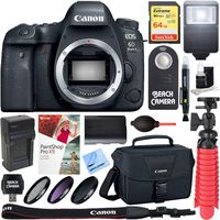 Canon EOS 6D Mark II 26.2MP Full-Frame Digital SLR Camera (Body Only) + 64GB Accessory Bundle