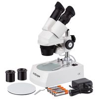 AmScope SE305-PZ-LED 10X-60X LED Cordless Stereo Microscope w/Top & Bottom Light Illumination System