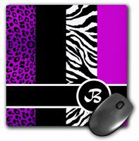 3dRose LLC 8 x 8 x 0.25 Inches Mouse Pad, Elegant Animal Print Monogram, Purple B (mp_35585_1)
