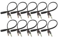 Headphone Splitter for Computer, Yeeco 10 Pack 3.5mm Female to 2 Dual 3.5mm Male Headphone Mic Audio Y Splitter Cable Smartphone Headset to PC Adapter - 0.7ft