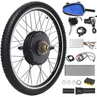 Goplus 48V 1000W Electric Bicycle Kit, 26"x1.95" Rear Wheel E-Bike Cycle Motor Conversion Kit Brushless Gearless Hub Motor Wheel with Intelligent Controller, LCD Display and Speed Adjustable
