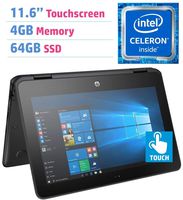 2018 Premium HP X360 ProBook 11.6'' 2-in-1 Touchscreen Laptop PC (Intel Celeron N3350 1.1GHz, 4GB DDR3L, 64GB SSD, HDMI, Bluetooth 4.2, Webcam, 802.11 ac WiFi, Windows 10 Professional) Black