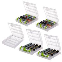 Interlink-UK 5 x 14500 AA AAA Battery Cases Safe Storage Holder Hard Plastic for Rechargeable