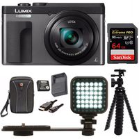 Panasonic DC-ZS70K Lumix 20.3MP, 4K Touch 3" LCD, 180 Degree Display, Panasonic Battery/Charger Pack Bundle
