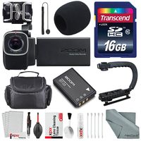 Zoom Q8 Handy Video Recorder with 16GB SDHC, Pro Video Grip and Deluxe Accessory Bundle with Cleaning Kit