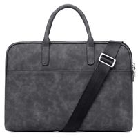 SHUL Leather Laptop Shoulder Bag 14.6 inch Computer Case Sleeve Business Office Briefcase Messenger Bags Handbag for Women Ladies Black