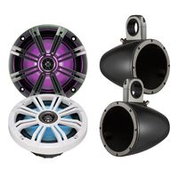 Marine Audio Combo Bundle: New Kicker 43KM654LCW 6.5" Inch KM-Series LED Marine Boat Coaxial Speakers, 2 x New Kicker 12KMTES Tower Enclosure for 6.5" inch Marine Speakers