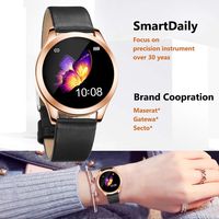 SmartDaily Smart Watches for Women Leather Strap, Color Touch Screen Ladies Smartwatch Waterproof IP68, Activity Fitness Tracker with Heart Rate, Pedometer, Calories for Android and iPhone (Black)