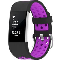 SKYLET for Fitbit Charge 2 Bands, Breathable Silicone Replacement Bands for Fitbit Charge 2 with Secure Watch Clasp (No Tracker)[Large, Black-Purple]
