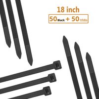 Dekun 18" Heavy Duty Cable Zip Ties, Ultra Strong 175 LB Tensile Strength Industrial Grade Wire Straps, Black & White (100 Piece)