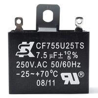 JCM 2 Wire Ceiling Fan Capacitor 7.5uF 250VAC CBB61