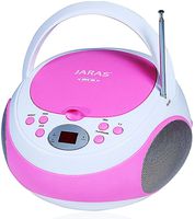 Jaras JJ-Box89 Pink/White Sport Portable Stereo CD Player with AM/FM Stereo Radio and Headphone Jack Plug