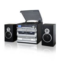 Trexonic 3-Speed Turntable with CD Player, Double Cassette Player, Bluetooth, FM Radio & USB/SD Recording