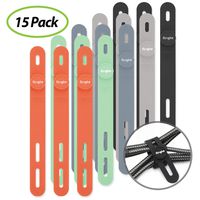 Ringke Cable Tie Silicone (15 Pack) Colorful Reusable Holder Strap Organizer Management for Fastening Cable Cords and Wires