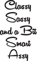 girly stuff classy sassy and a bit smart assy (BLACK) (Set of 2) Premium Waterproof Vinyl Decal Stickers for Laptop MacBook Phone Tablet Helmet Car Window Bumper Mug Tuber Cup Door Wall Decoration