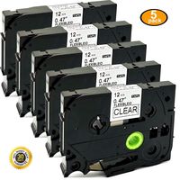 NEOUZA 5PK Great Quality Compatible for Brother P-Touch Laminated Tze Tz ID Wire Cable Label Tape Cartridge 12mmx8m (TZeFx131 Flexible Black on Clear)