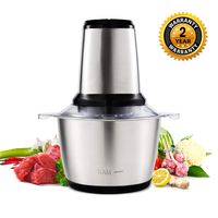 NGOZI Meat Grinder, Electric Food Chopper (2L 350W), Stainless Steel Kitchen Food Processor for Meat, Vegetables, Fruits with Stainless Steel Bowl and 4 Sharp Blades