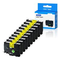 SuperInk 10 Pack Compatible TZe-S641 TZS641 TZ-S641 TZeS641 Black on Yellow Extra Strength Laminated Label Tape 8m x 18mm 3/4 inch use in P-Touch PT-D600 PT-D400 PT-D450 PT-E500 PT-H300 Label Maker