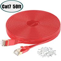 Cat 7 Ethernet Cable,50 Ft High Speed Solid Flat Internet LAN Computer Patch Cord, Faster Than Cat5e Cat5 Cat6 Network,Slim Cat7 Network LAN Wire with Rj45 Connectors for Router, Modem, Xbox