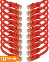 iMBAPrice - Cat6 Snagless RJ45 Ethernet Patch Cable in Red (3 Feet) - 10 Pack