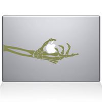 The Decal Guru Skeleton Hand Grabs MacBook Decal Vinyl Sticker - 13" MacBook Pro (2016 & Newer) - Gold (0221-MAC-13X-G)