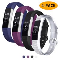 Welltin Bands Compatible with Fitbit Alta/Alta HR for Women and Men(4 Pack), Classic Soft Silicone Sport Strap Replacement Wristband for Fitbit Alta/Alta HR/Fitbit,Small Large