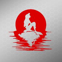 Ariel The Little Mermaid On Rock Full Moon Vinyl Decal Sticker | Window Car Truck Van Wall Laptop | Red | 6 Inch | Keen141R