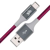 360 Electrical 360654-CB Habitat 4ft Premium Braided Charging Cable with USB-C to USB-A Connectors - Authentic Collection-Cranberry