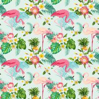 Leowefowa Vinyl Cartoon Pink Flamingo Backdrop 5X5FT Blooming Flowers Green Leaves Photography Background Kids Adults Party Decoration Wallpaper Photo Studio Props