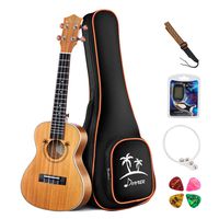 Donner Concert Solid Top Ukulele Mahogany DUC400 23 inch with Ukulele Set Strap Nylon String Tuner (Tuner with cr3032 3V Lithium Battery)