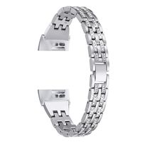 TOYOUTHS Compatible with Fitbit Charge 3 Bands Women Rose Gold Replacement Metal Bling Diamond Rhinestone Jewelry Strap Wristband for Fitbit Charge 3 Fitness Tracker, Silver