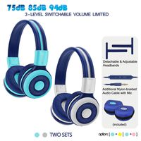 2 Pack of SIMOLIO Bluetooth Headphone for Teens, Kids Headphone with 75dB,85dB,94dB Volume Limited, Kids Bluetooth Headphone with Mic, On-Ear Headset with in-Line Audio Control for Game (Mint+Grey)