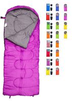 REVALCAMP Sleeping Bag for Cold Weather - 4 Season Envelope Shape Bags Great for Kids, Teens & Adults. Warm and Lightweight - Perfect for Hiking, Backpacking & Camping. Color: Violet - Right Zip