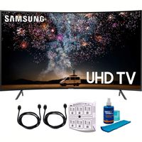 Samsung UN55RU7300 55" RU7300 HDR 4K UHD Smart Curved LED TV (2019 Model) with Cleaning Power Bundle Includes Screen Cleaner + 6-Outlet Surge Adapter + 2X 6ft High Speed HDMI Cable Black