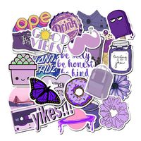 Stickers for Water Bottles, 50 Pcs Hydro Flask Sticker Pack, Trendy VSCO Vinyl Aesthetic Stickers for Laptop Hydroflasks Skateboard, Waterproof Cool Cute Sticker for Teens Girls Adult, Purple