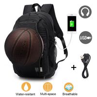 Laptop Backpack for Men Boys, Lightweight Water Resistant College Basketball Backpack with USB Charging Port and Headphone Port, Sports Computer Bag Fits 15.6 inch Notebook and Tablet Black