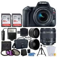 Canon EOS Rebel SL2 Digital SLR Camera + EF-S 18-55mm f/4-5.6 is STM Lens + 64GB Memory Card + Wide Angle & Telephoto Lens + RS-60 Remote + Filter Kit + Canon 100ES Case - Valued Accessory Bundle
