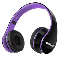 Headphones for Kids Adults with Microphone Volume Control with Cloth Bag and Removable Audio Cable Black&Purple