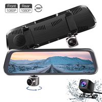 CHICOM Mirror Dash Cam,Backup Camera 10" 1080P Touch Screen Dash Camera 350° Rotating Front Camera and 140°Wide Angle Full HD Waterproof Rear View Reversing Camera
